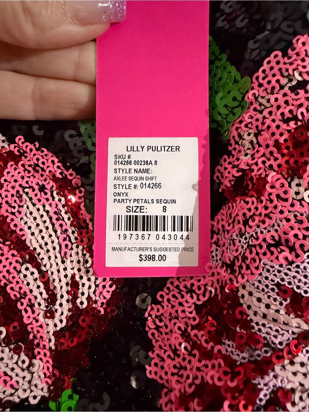 NWT Lilly Pulitzer Womens Axlee Sequin Shift Onyx Party Petals Sequin 8 - Picture 7 of 7